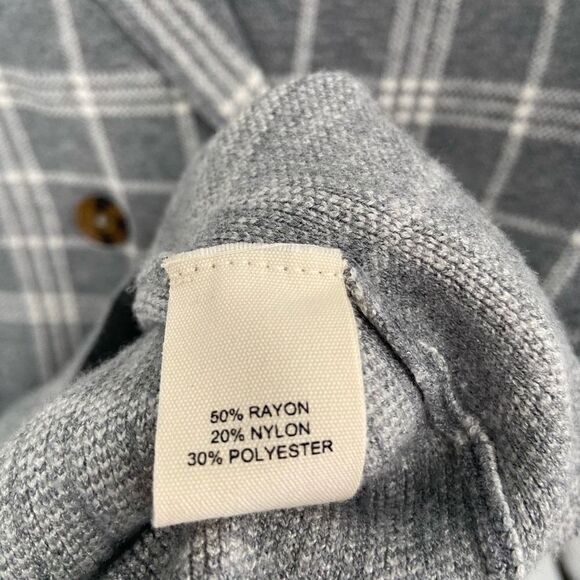 Marled Double Breasted Button Front Collared Plaid Vest Gray/White Medium NWT - Picture 9 of 9